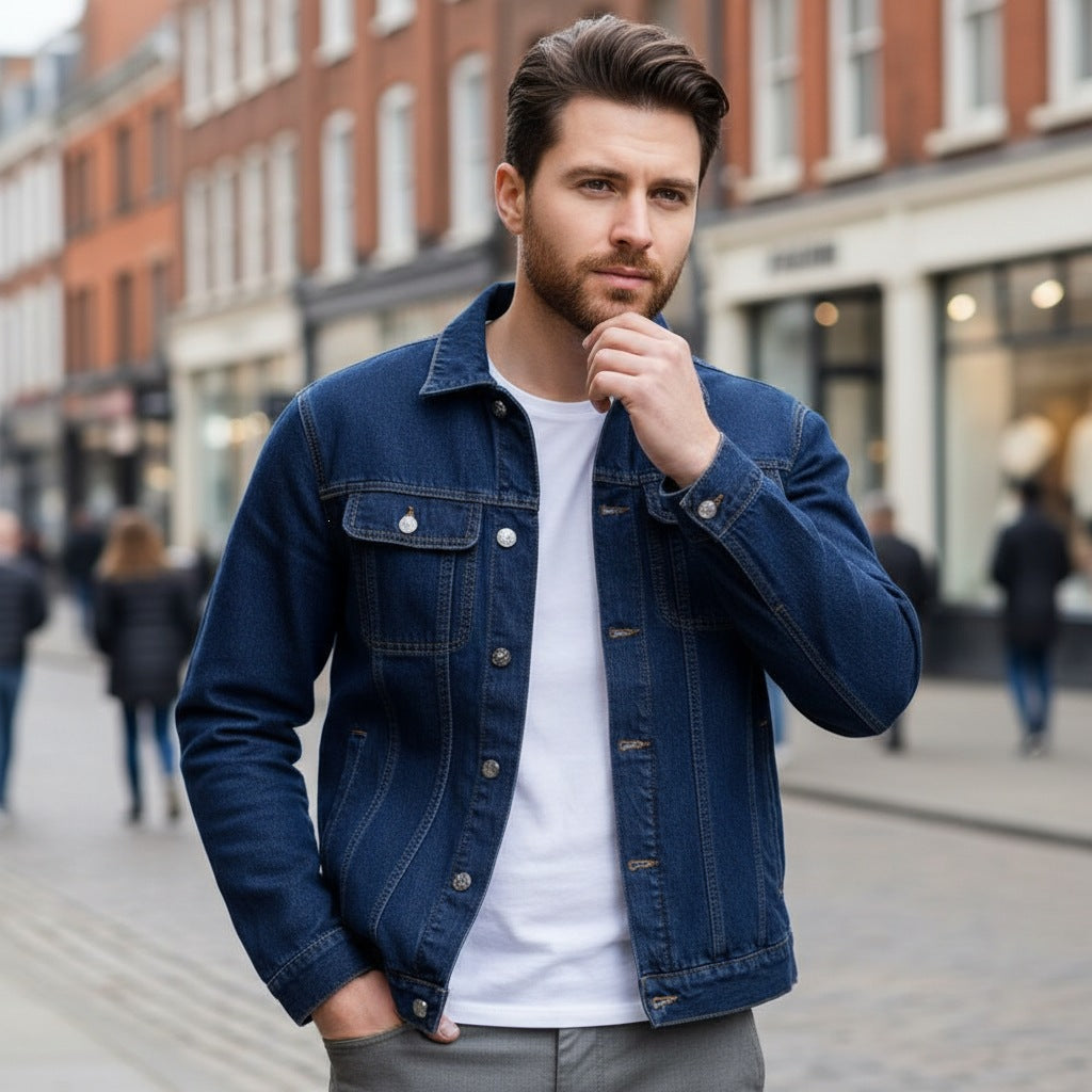 Herren Jeansjacke mit Knopfleiste und Brusttaschen