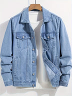 Herren Jeansjacke mit klassischem Kragen und Knopfverschluss