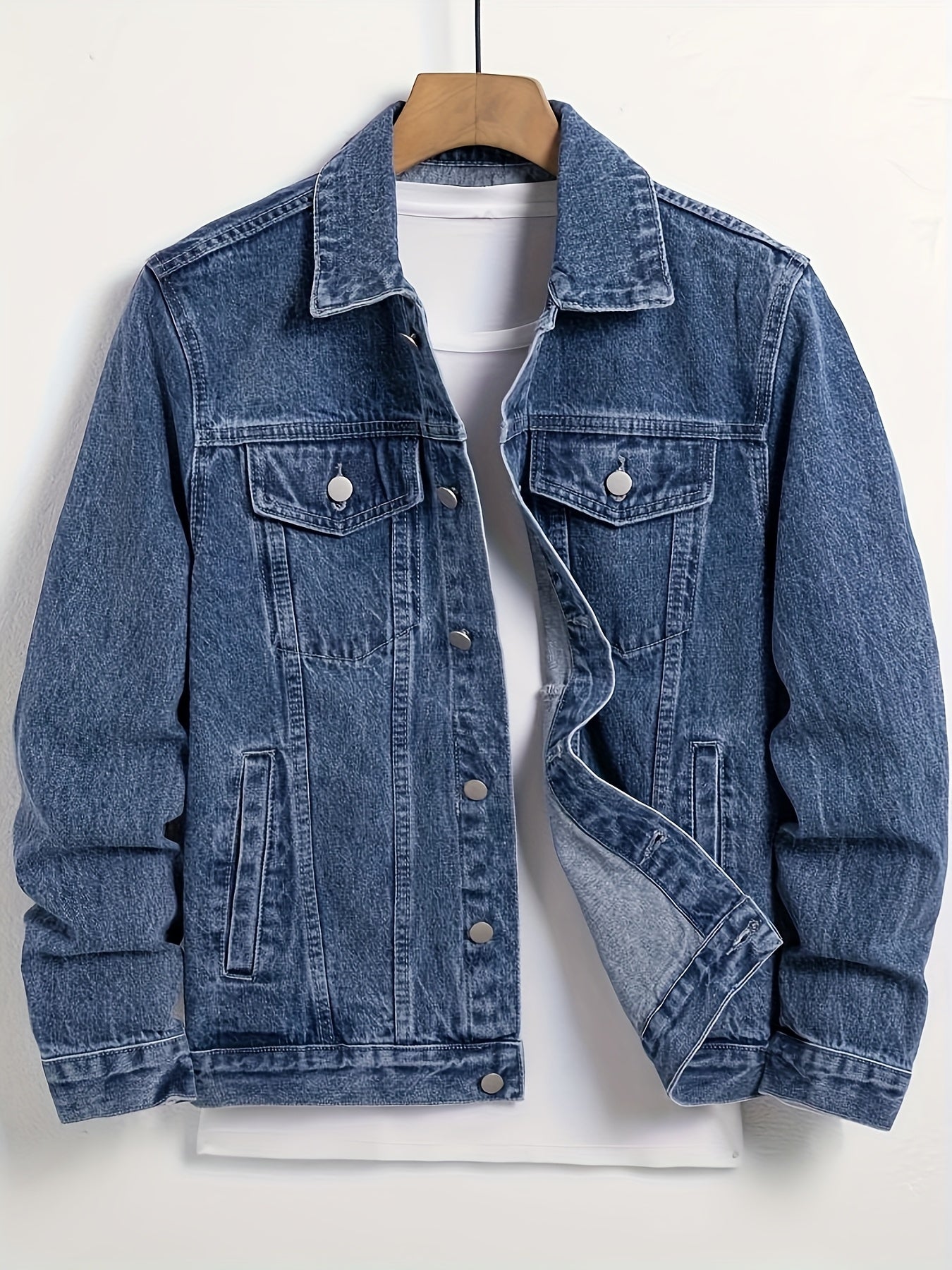 Herren Jeansjacke mit klassischem Kragen und Knopfverschluss