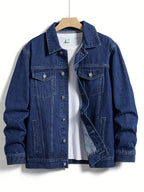 Herren Jeansjacke mit klassischem Kragen und Knopfverschluss