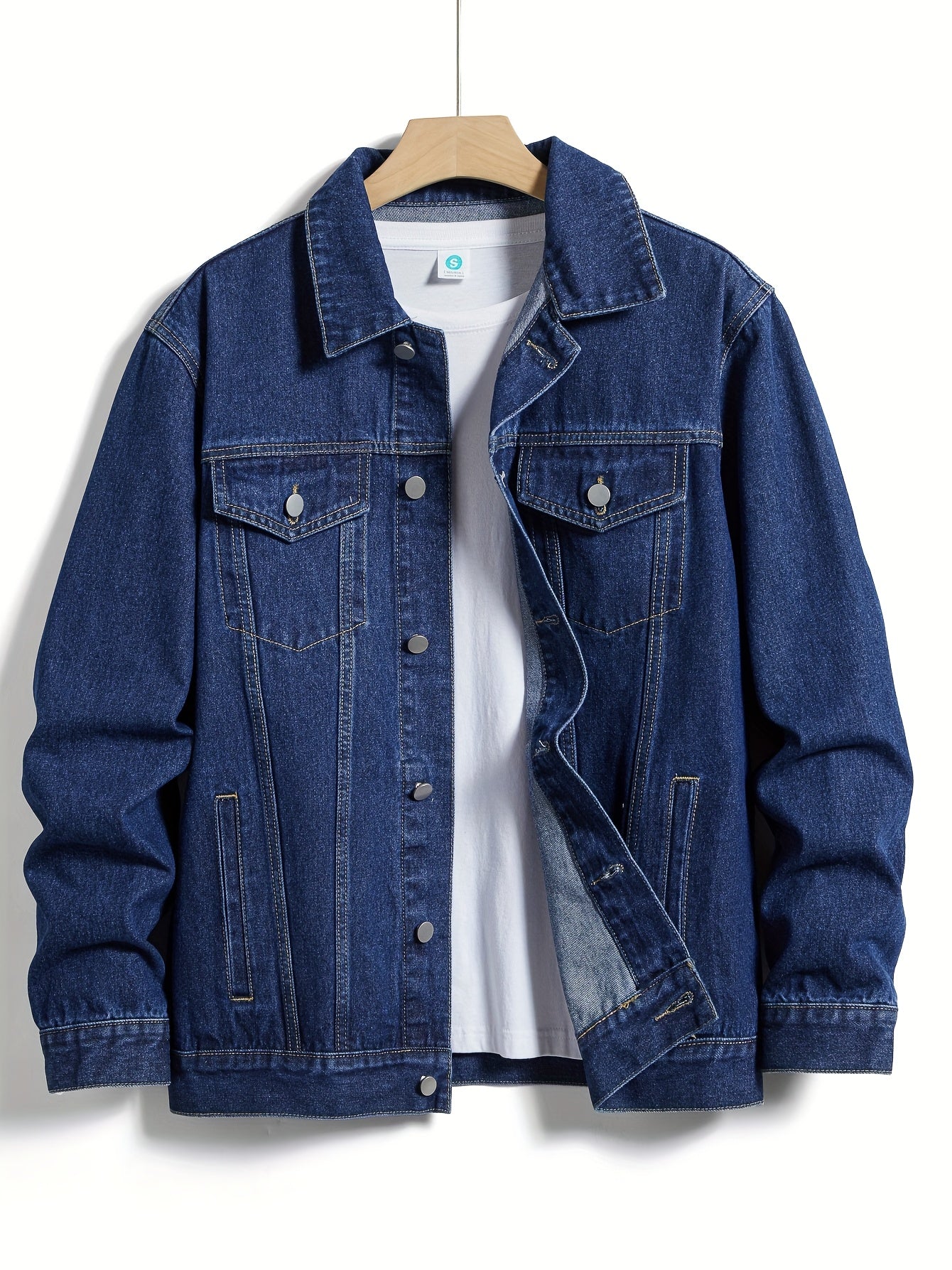 Herren Jeansjacke mit klassischem Kragen und Knopfverschluss