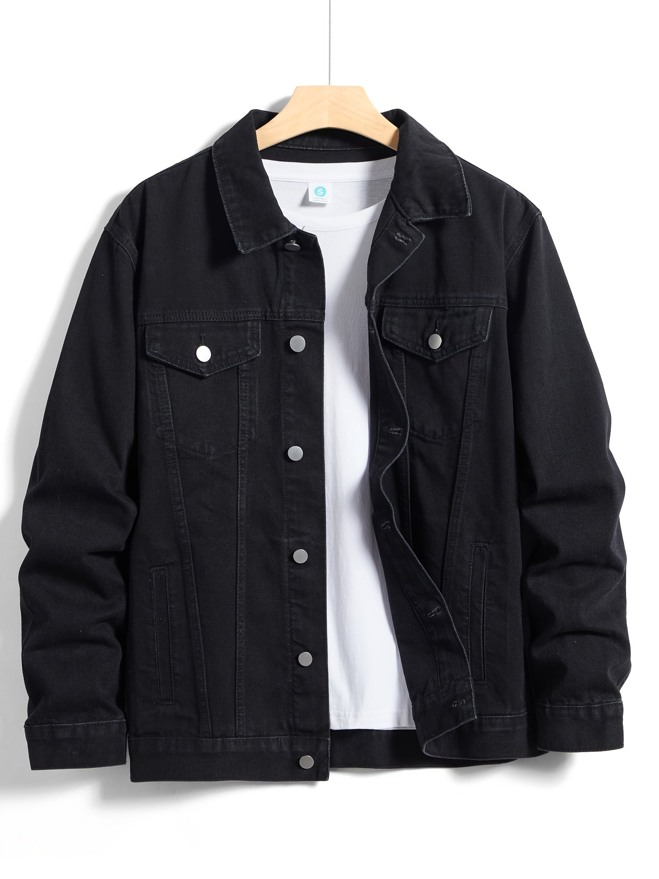 Herren Jeansjacke mit klassischem Kragen und Knopfverschluss