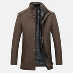 Herren Longline-Mantel mit hohem Halsausschnitt und strukturiertem Design