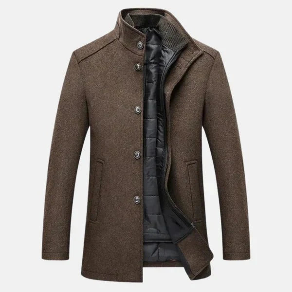 Herren Longline-Mantel mit hohem Halsausschnitt und strukturiertem Design