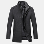 Herren Longline-Mantel mit hohem Halsausschnitt und strukturiertem Design