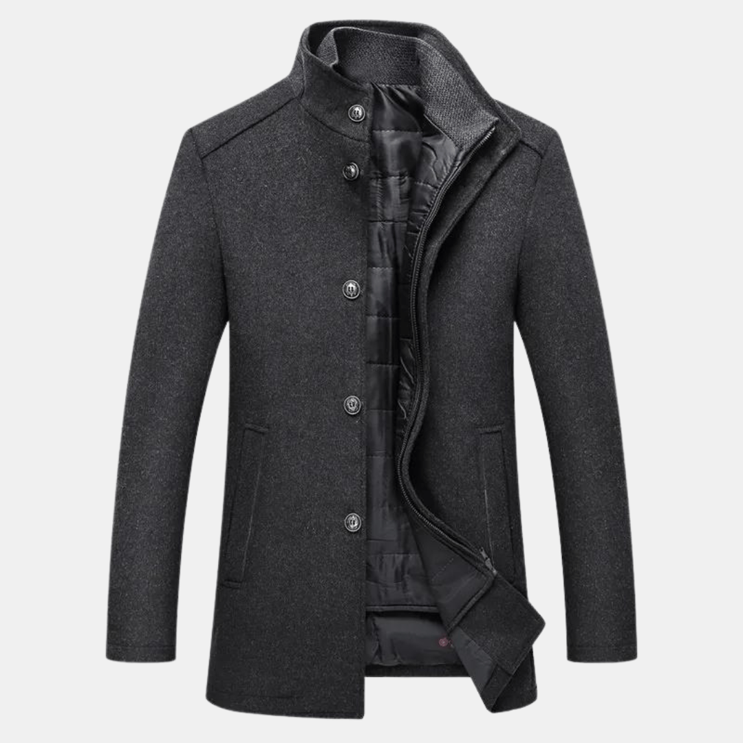 Herren Longline-Mantel mit hohem Halsausschnitt und strukturiertem Design
