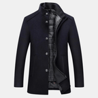 Herren Longline-Mantel mit hohem Halsausschnitt und strukturiertem Design