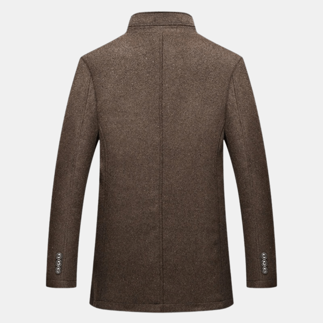 Herren Longline-Mantel mit hohem Halsausschnitt und strukturiertem Design