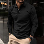 Herren Langarm Poloshirt Slim Fit – klassisches Basic Polo