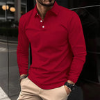 Herren Langarm Poloshirt Slim Fit – klassisches Basic Polo