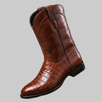 Herren Leder-Cowboystiefel mit Krokodilmuster und hohem Schaft