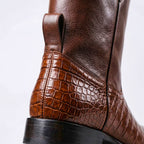 Herren Leder-Cowboystiefel mit Krokodilmuster und hohem Schaft