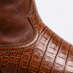 Herren Leder-Cowboystiefel mit Krokodilmuster und hohem Schaft