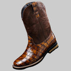 Herren Leder-Cowboystiefel mit hohem Schaft und Western-Stickerei