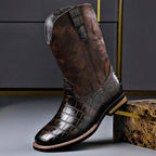 Herren Leder-Cowboystiefel mit hohem Schaft und Western-Stickerei