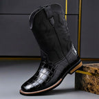 Herren Leder-Cowboystiefel mit hohem Schaft und Western-Stickerei