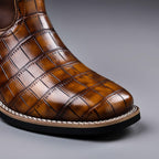Herren Leder-Cowboystiefel mit hohem Schaft und Western-Stickerei