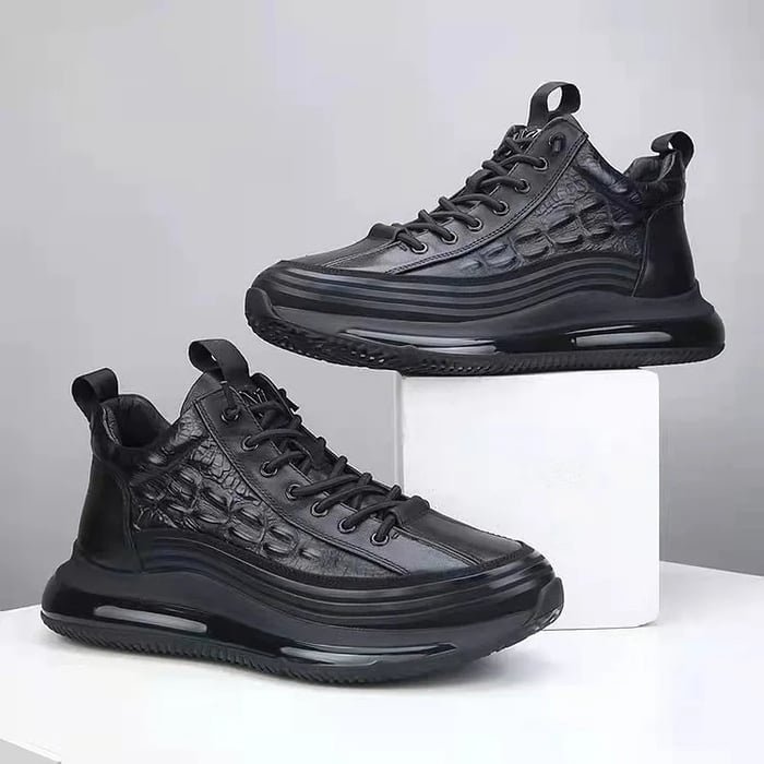 Herren Leder-Schnürsneaker mit robuster Sohle und individuellem Schnürverschluss