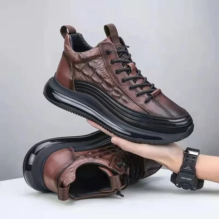 Herren Leder-Schnürsneaker mit robuster Sohle und individuellem Schnürverschluss