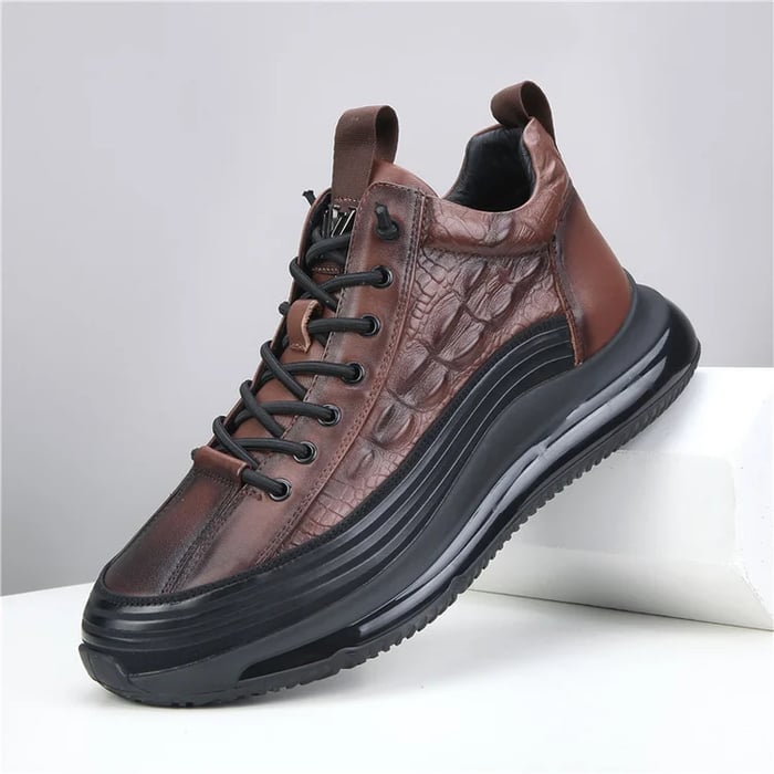 Herren Leder-Schnürsneaker mit robuster Sohle und individuellem Schnürverschluss