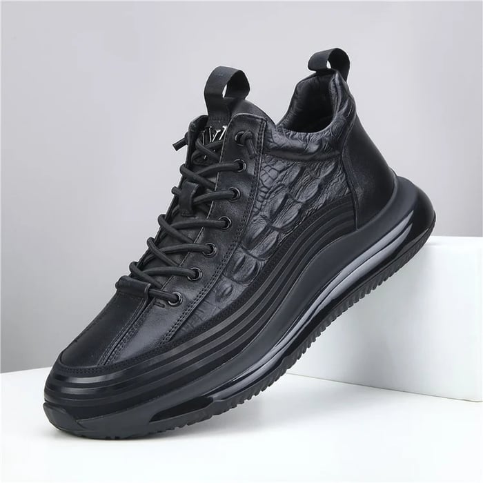 Herren Leder-Schnürsneaker mit robuster Sohle und individuellem Schnürverschluss