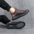 Herren Leder-Schnürsneaker mit robuster Sohle und individuellem Schnürverschluss