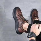 Herren Leder-Schnürsneaker mit robuster Sohle und individuellem Schnürverschluss