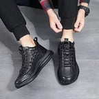 Herren Leder-Schnürsneaker mit robuster Sohle und individuellem Schnürverschluss