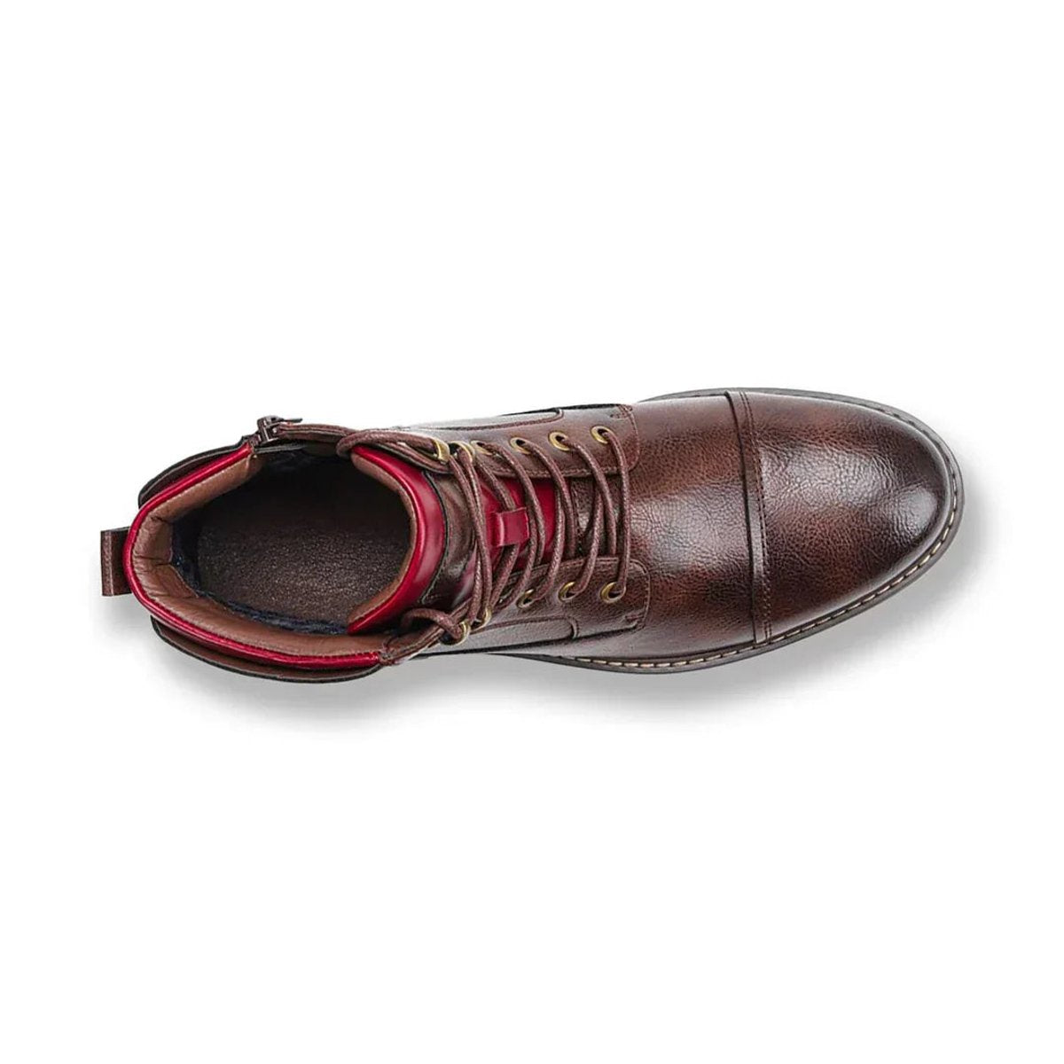 Herren Leder-Schnürstiefel mit Oxford-Design und seitlichem Reißverschluss