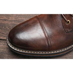 Herren Leder-Schnürstiefel mit Oxford-Design und seitlichem Reißverschluss