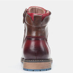 Herren Leder-Schnürstiefel mit Oxford-Design und seitlichem Reißverschluss