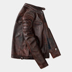 Herren Lederjacke Racer mit gerippten Schulterpartien