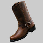 Herren Lederstiefel mit Schnalle, halbhohem Schaft und robuster Sohle