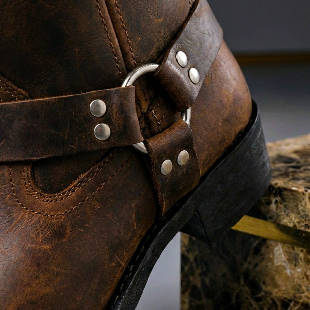 Herren Lederstiefel mit Schnalle, halbhohem Schaft und robuster Sohle