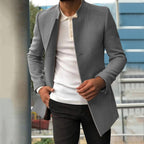 Herren Winter Wollmantel kurz mit Stehkragen – eleganter Kurzmantel Slim Fit