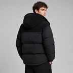 Herren Winter Pufferjacke Oversize mit Kapuze und Cord-Einsätzen – Steppjacke