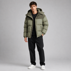 Herren Winter Pufferjacke Oversize mit Kapuze und Cord-Einsätzen – Steppjacke