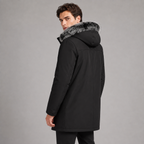 Herren Winterparka lang mit Fleecefutter und Kunstfellkapuze