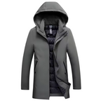 Herren Winterparka wattiert mit Kapuze, Stehkragen und Reißverschluss