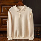 Herren Poloshirt-Pullover mit 3-Knopf-Leiste und langen Ärmeln
