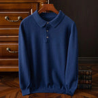 Herren Poloshirt-Pullover mit 3-Knopf-Leiste und langen Ärmeln