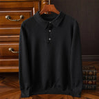 Herren Poloshirt-Pullover mit 3-Knopf-Leiste und langen Ärmeln