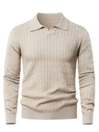 Herren Poloshirt-Pullover mit strukturierter Strickoptik und langen Ärmeln