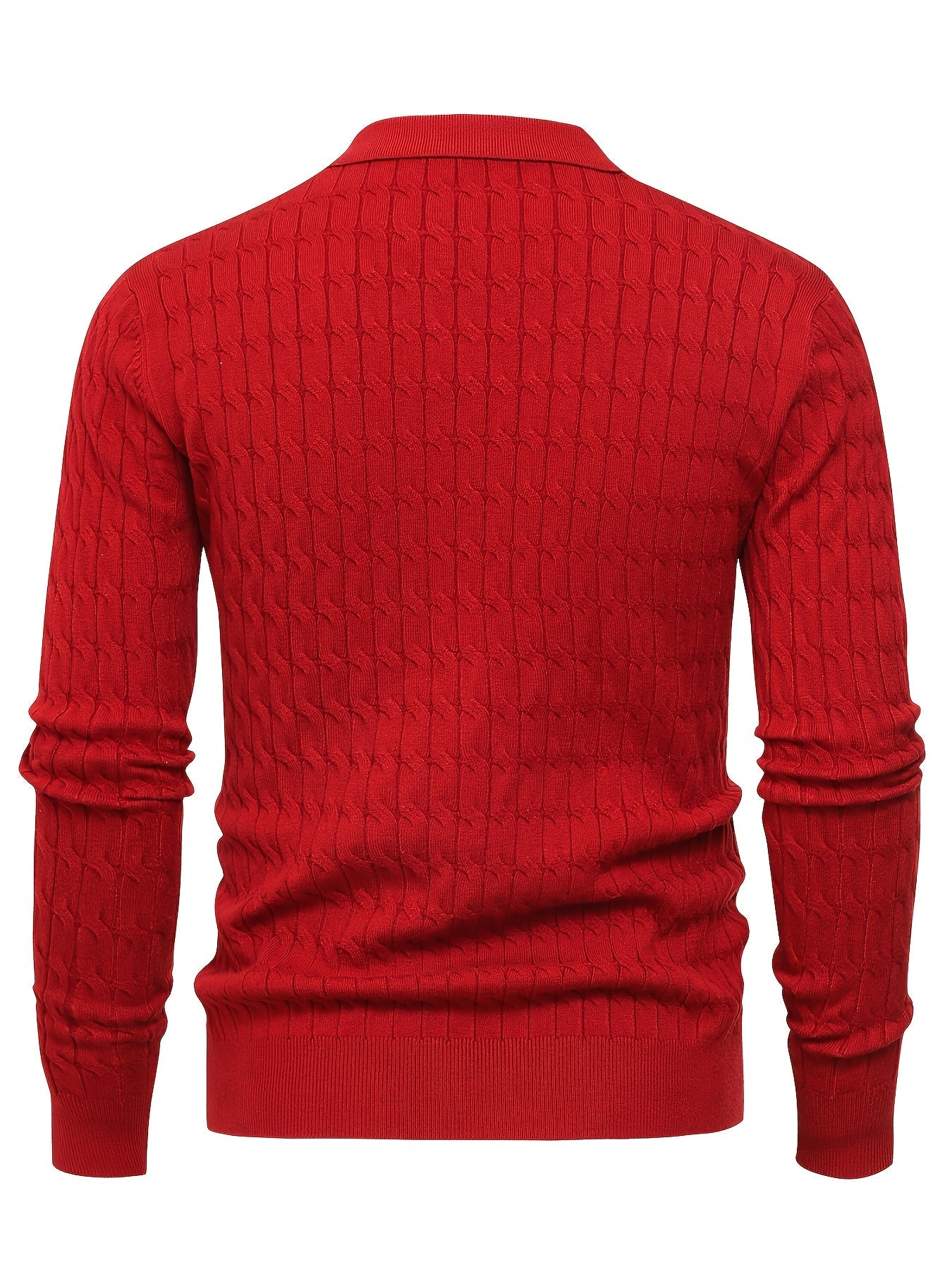 Herren Poloshirt-Pullover mit strukturierter Strickoptik und langen Ärmeln