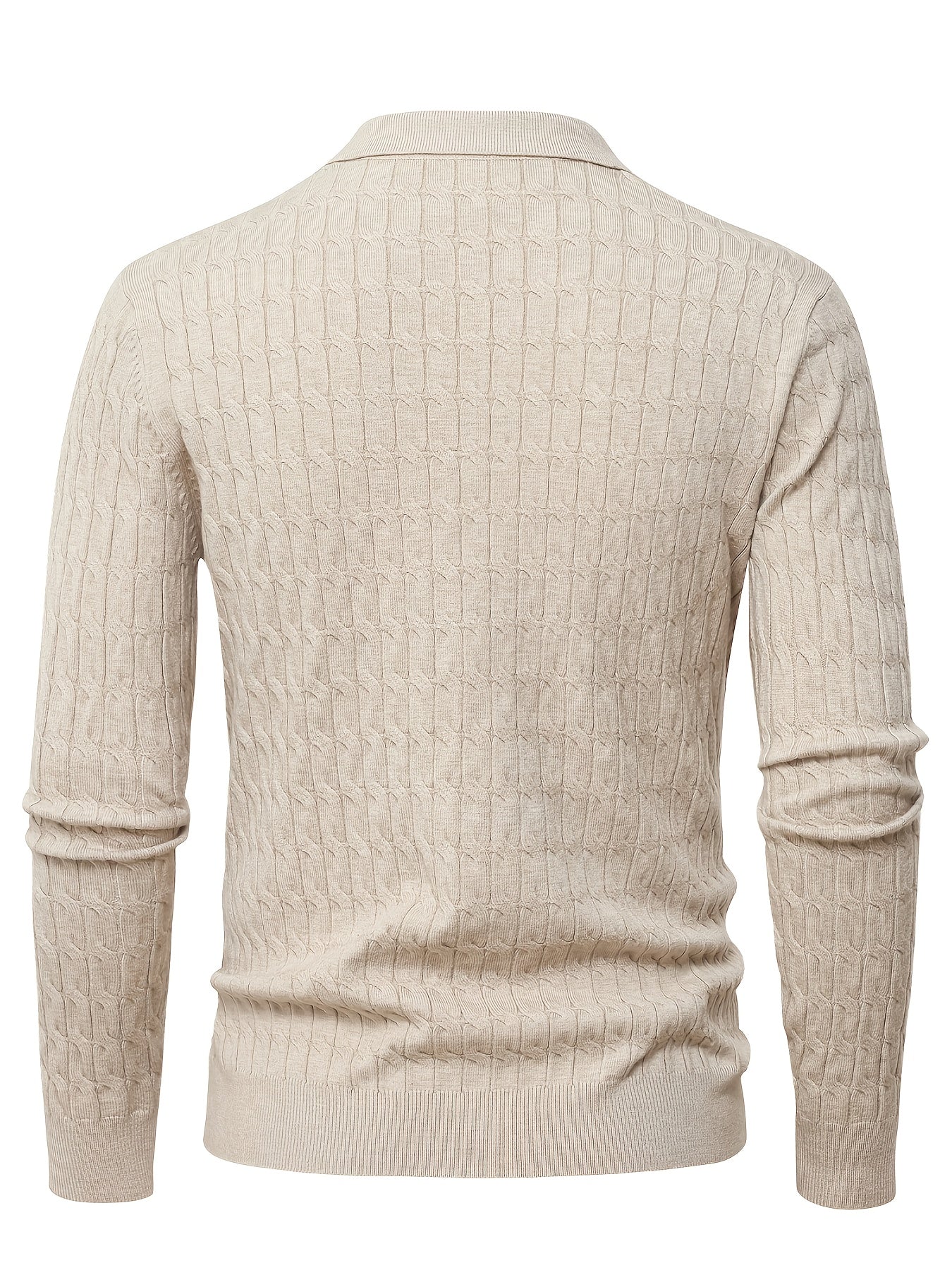 Herren Poloshirt-Pullover mit strukturierter Strickoptik und langen Ärmeln