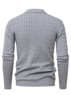 Herren Poloshirt-Pullover mit strukturierter Strickoptik und langen Ärmeln