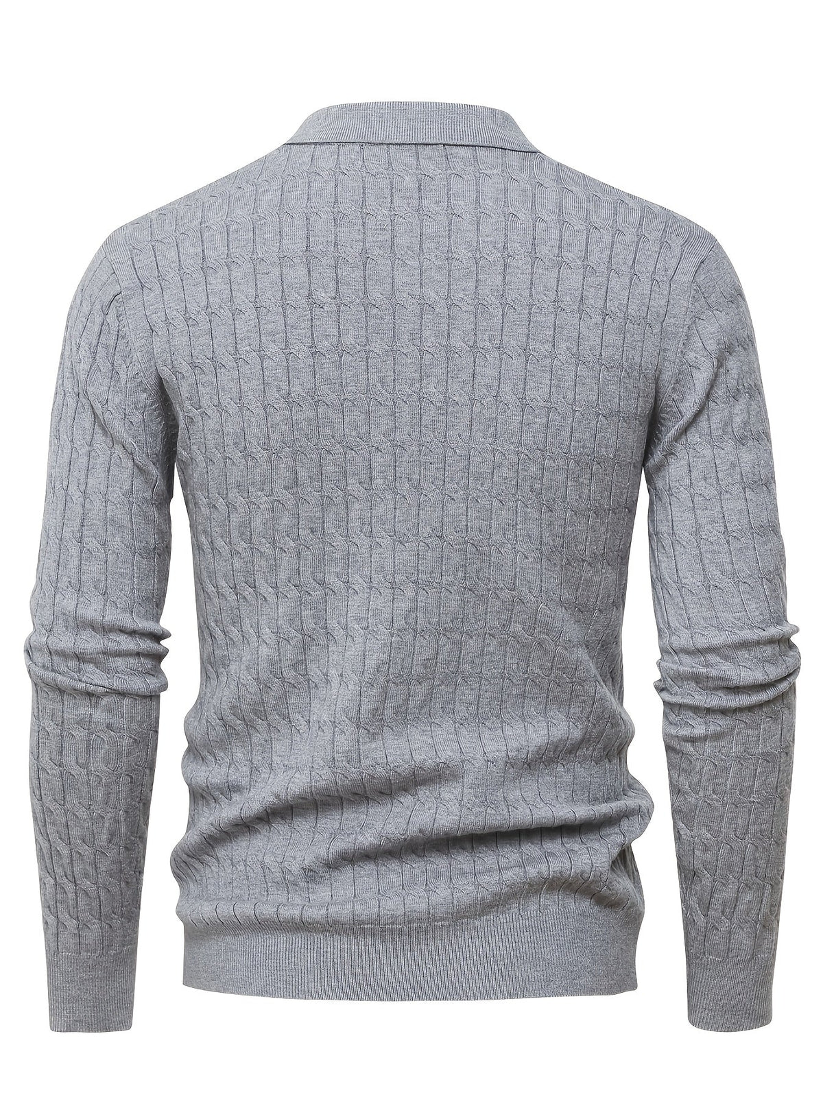 Herren Poloshirt-Pullover mit strukturierter Strickoptik und langen Ärmeln