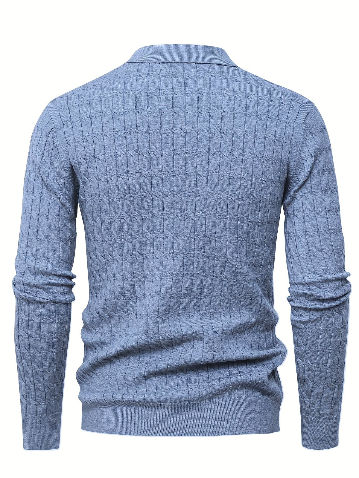 Herren Poloshirt-Pullover mit strukturierter Strickoptik und langen Ärmeln