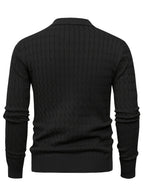 Herren Poloshirt-Pullover mit strukturierter Strickoptik und langen Ärmeln