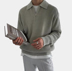 Herren Pullover mit Halbzip und Umlegekragen